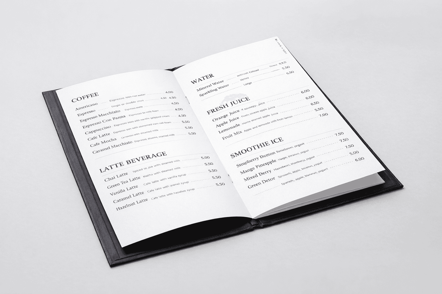 [메뉴판속지] 길죽형(대) 